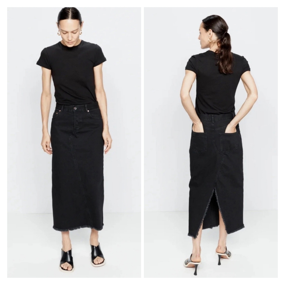 Raey Back Slit Midi Denim Skirt Size 12